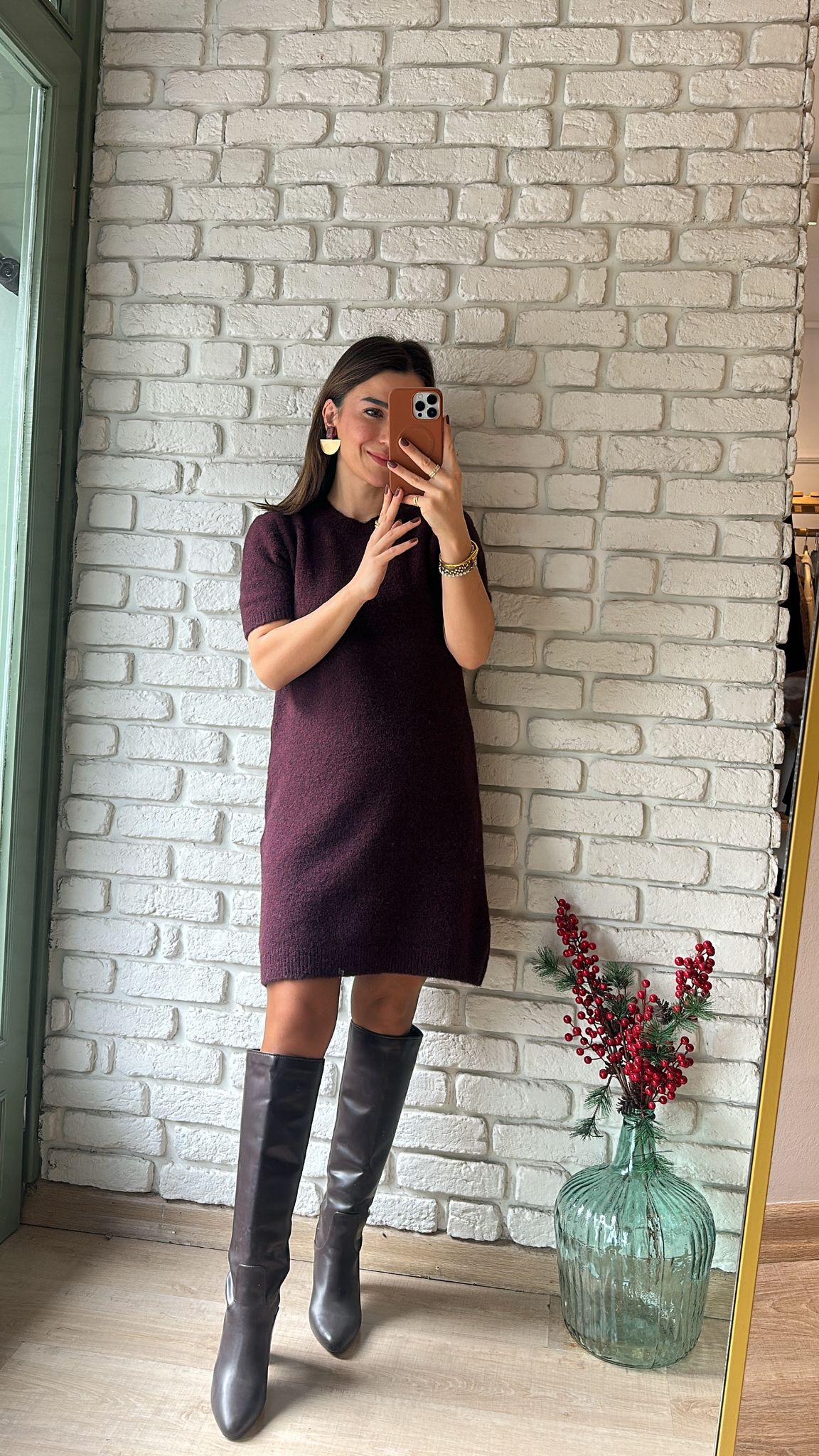 Kısa Kollu Triko Elbise