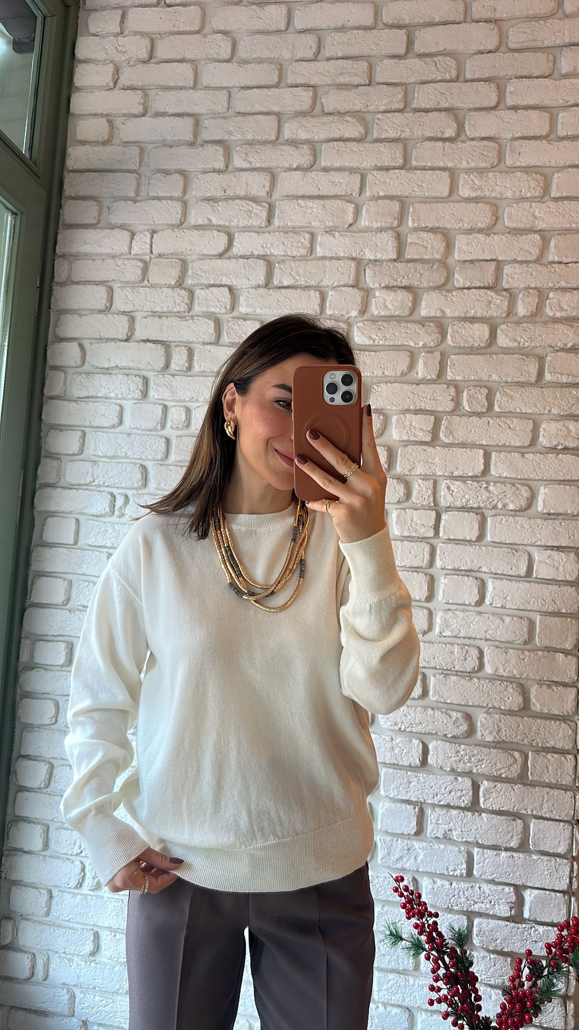 Bisiklet Yaka Yünlü Triko Bluz