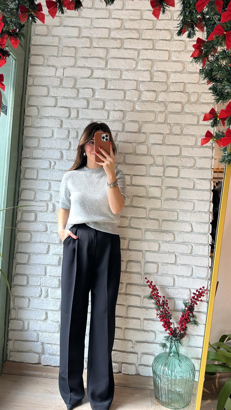 Kısa Kol Işıltılı Triko