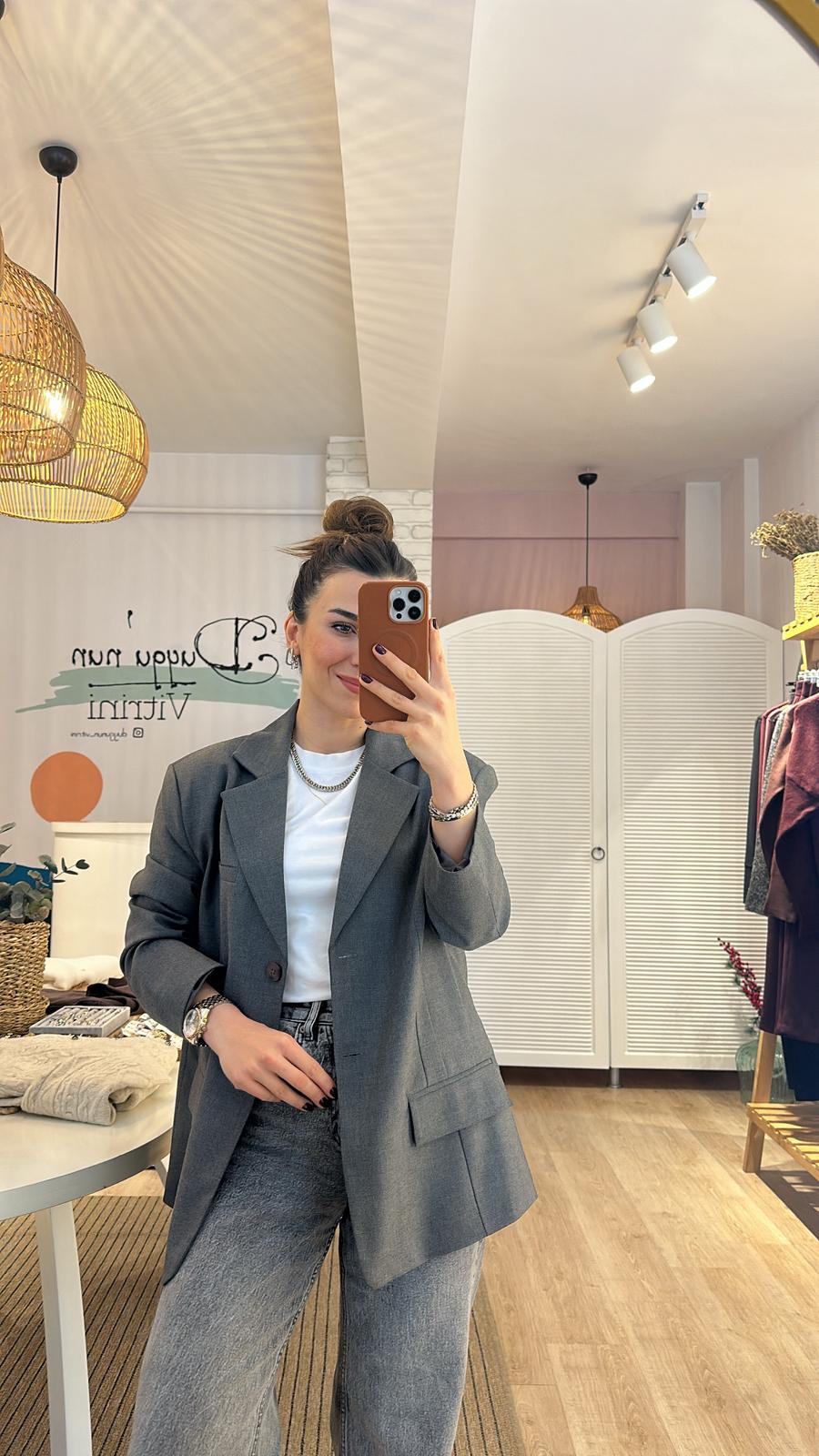 Oversize Kalıp Poliviskon Ceket