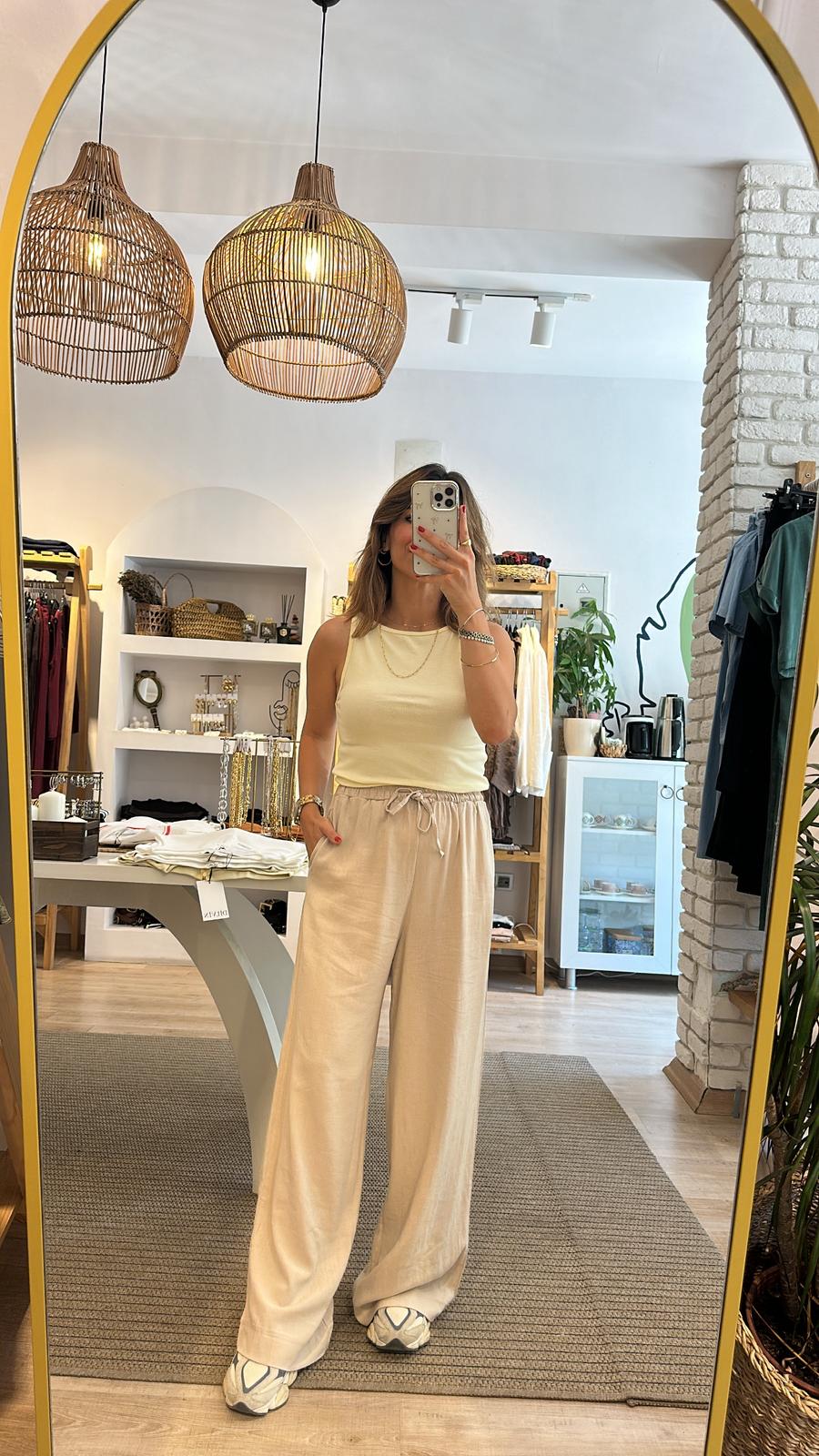 Beli Lastikli Keten Pantolon