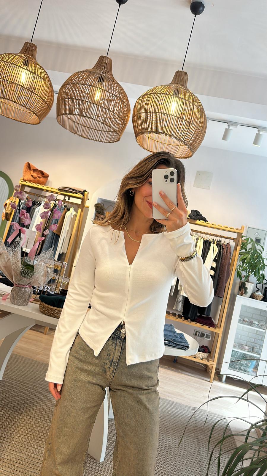 Fermuar Detaylı Bluz